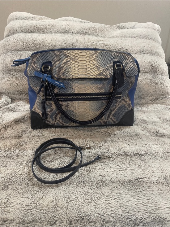 Coach Handbags - COACH POPPY EMBOSSED PHYTON LARGE FLAP SATCHEL